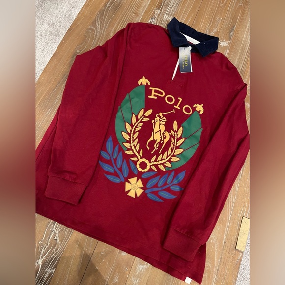 Polo Ralph Lauren Uni Crest Logo Rugby Shirt Corduroy collar Sz L NWT - Picture 4 of 4